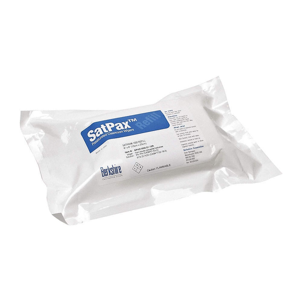 BERKSHIRE 46D098 PK 12 Cleanroom Prewet Wipes,9″ x 6″,100 ct 46D098