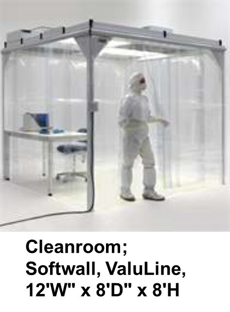Terra Universal, ISO 7 / Class 10,000 Cleanroom; Softwalled, 12’W” x 8’D” x 8’H