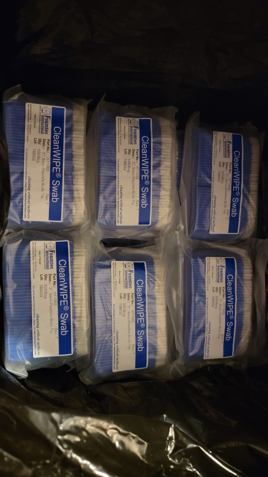 CleanWIPE Swab Foamtec 3″ 12,000ct Case HT1002 New Sealed Foamtec