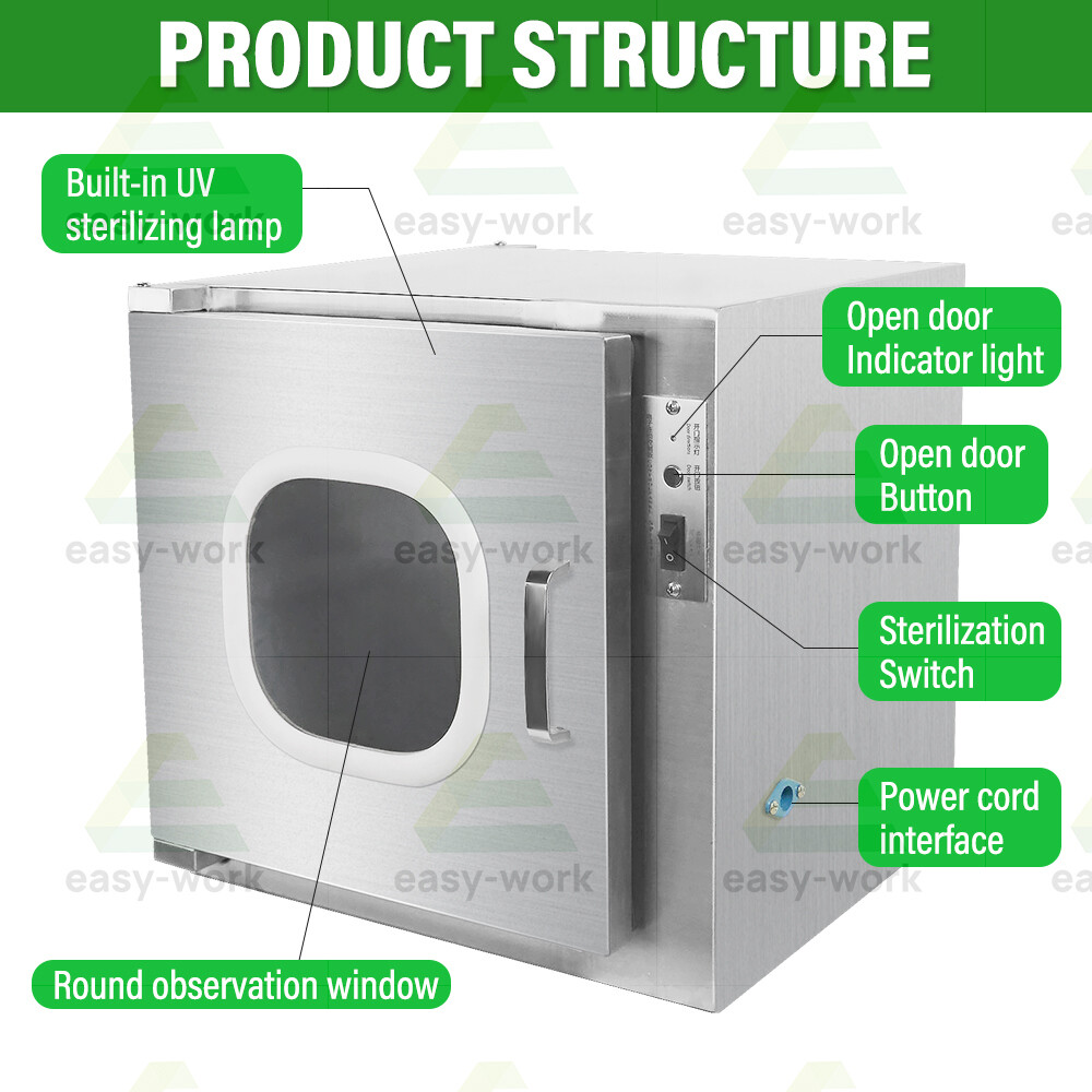 Stainless Cleanroom Tech Pass Through Cleanroom Equipment Electronic Interlock