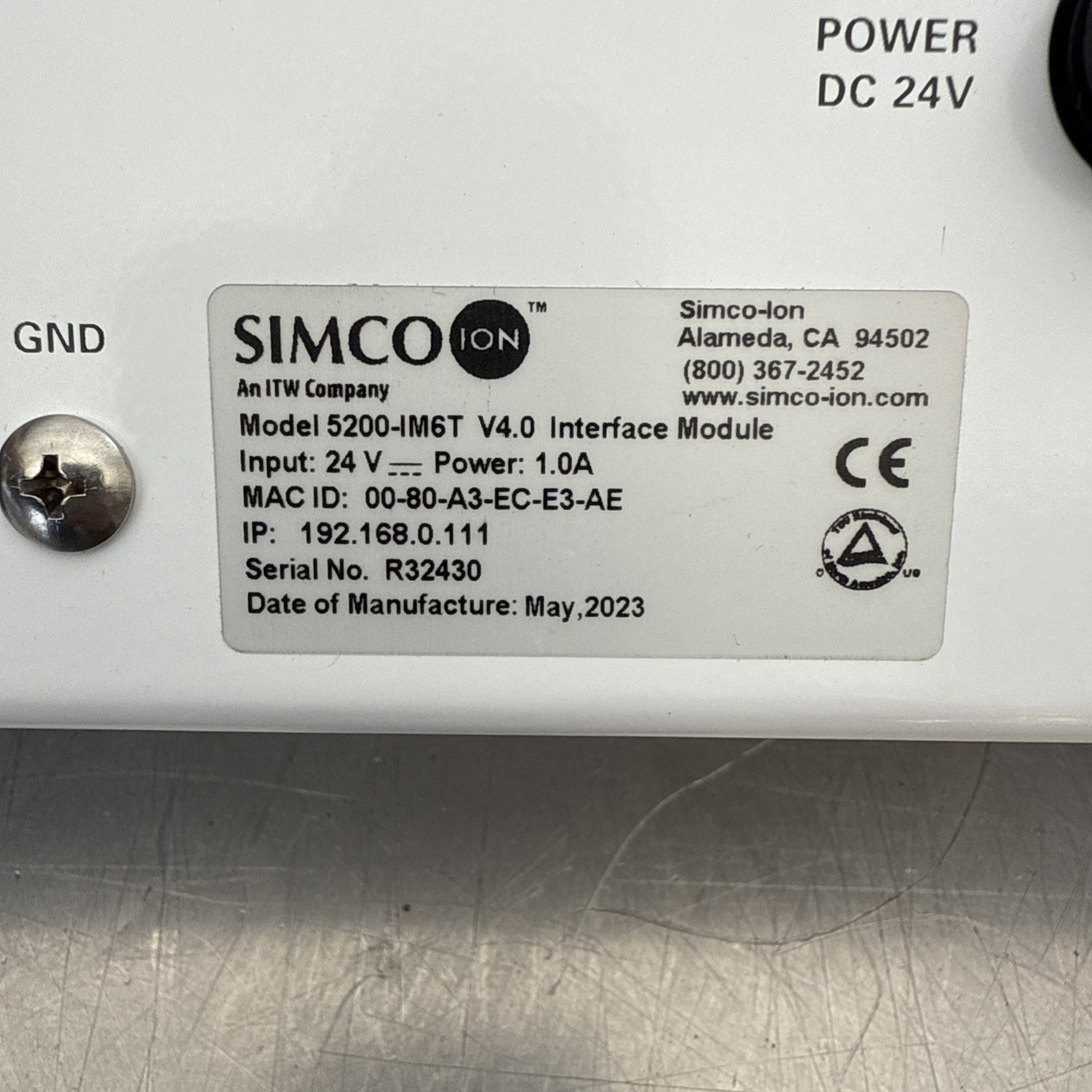 SIMCO ION 5200-IM6T Ion systems Ionizing Aerobar Interface Module, Works