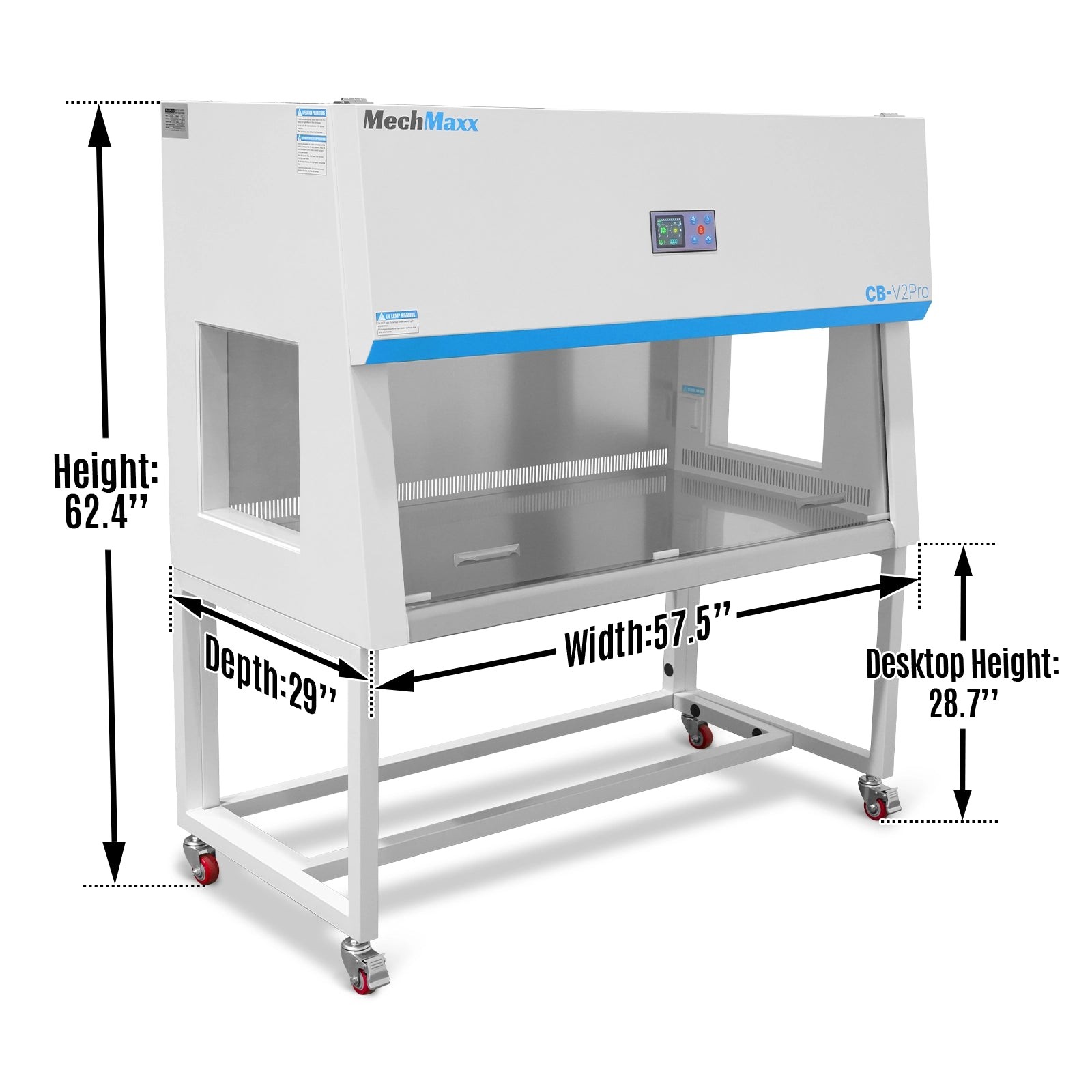 57.5” Vertical Laminar Flow Clean Bench With HEPA&UV, ISO Class 5, CB-V2Pro