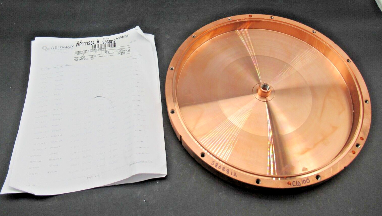 Weldaloy WP111234 REV. A Copper Backing Plate 4N D319, 85MMRMA12 *NEW W PAPERS*