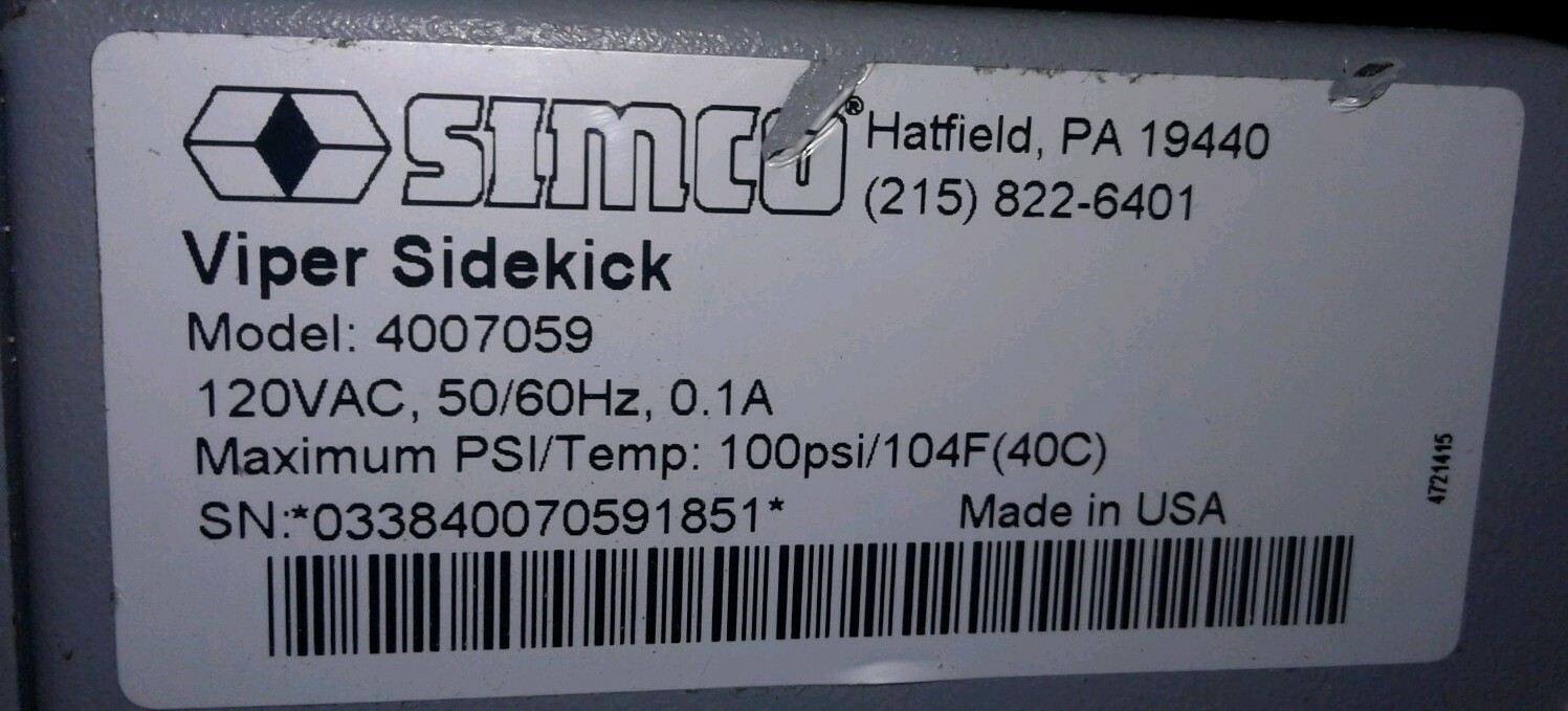 Simco Viper Sidekick Static Neutralizing Blow Off Gun 4007059 & T-91-SC36