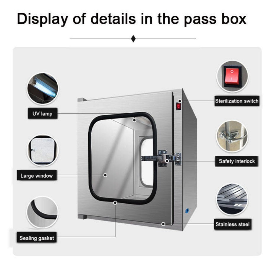 400*400MM Stainless Steel Cleanroom Tech Pass Through Equipment Transfer Window