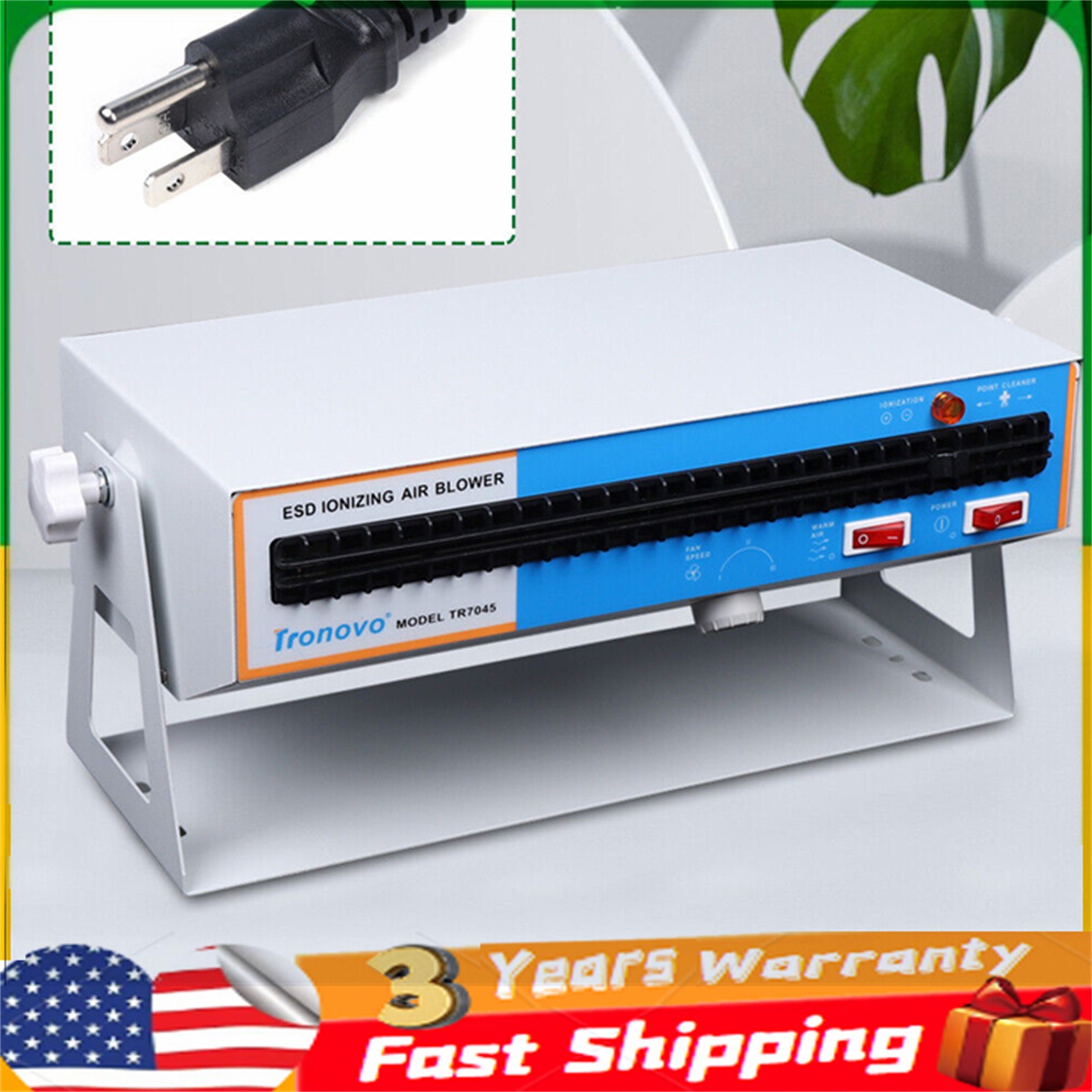 Anti-Static Ionizer Ionizing Air Blower Ion Fan Discharge Static Eliminator 110V
