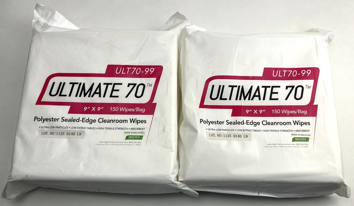 2-pk(300) High- Tech Ultimate 70 ULT70-99 Polyester Sealed Edge Cleanroom Wipes