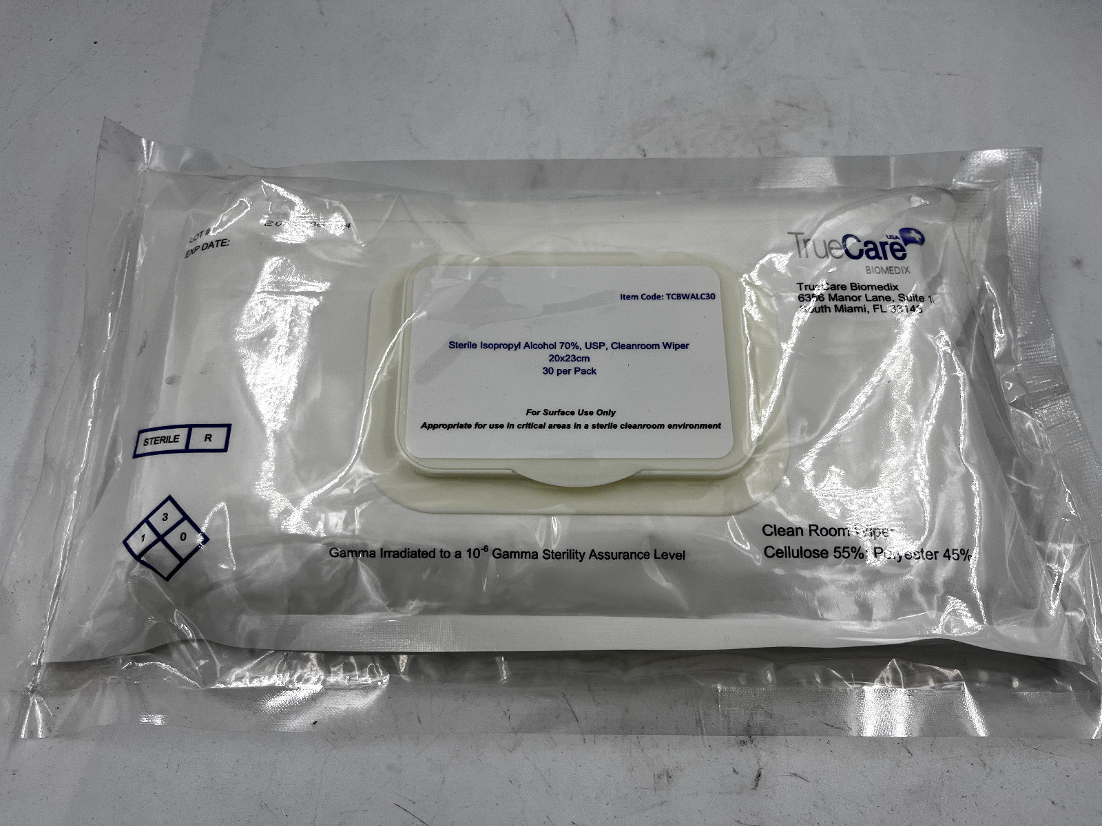 TrueCare TCBWALC30 Cleanroom Sterile Wipe-30 ct Pack 9″x9″ LOT OF 24 EXP 6/24