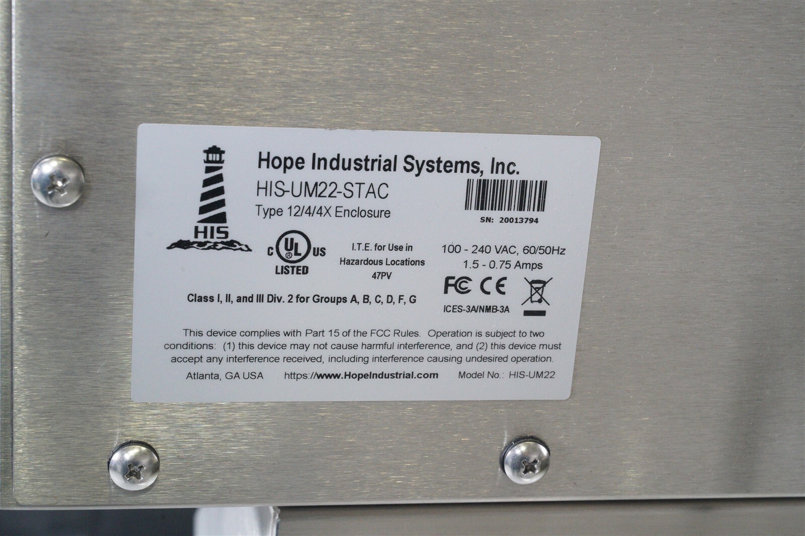 Hope Industrial Systems Single-Touch Resistive Touch Screen HIS-UM22-STAC W KBD
