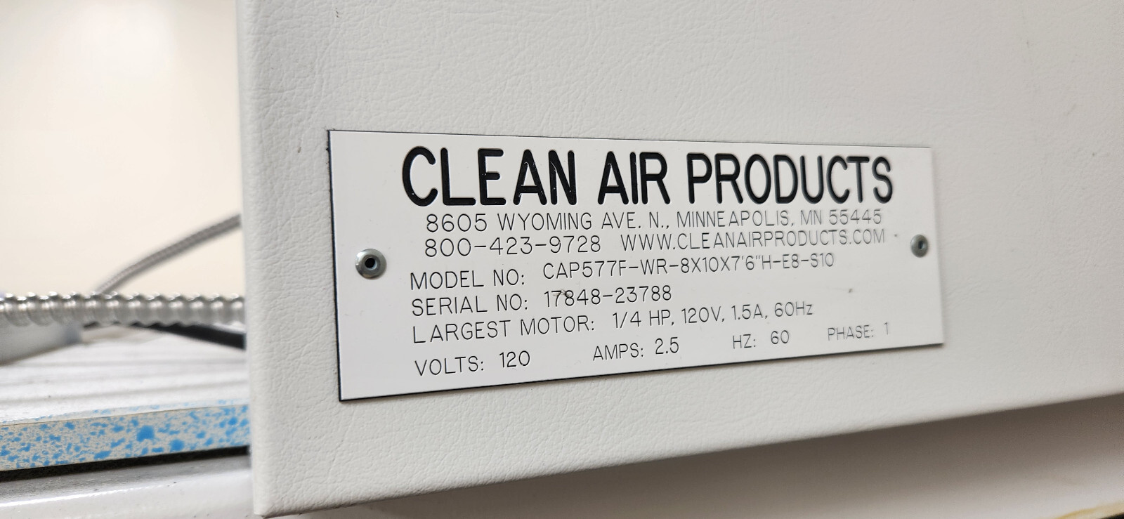 CLEAN AIR PRODUCTS VERTICAL FLOW SOFTWALL PORTABLE CLEANROOM CAP577F-WR-8X10X7’6