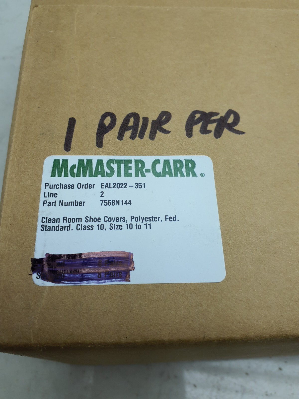 Clean Room Shoe Covers Polyester, Fed. Std. Class 10, Size 10 to 11
