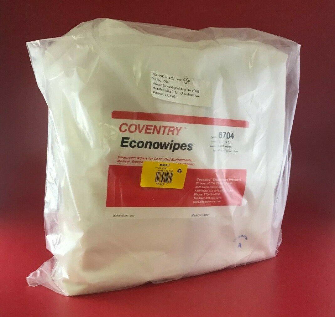 COVENTRY 6704 ECONOWIPES 1200/WIPES PER BAG 4″ X 4″ CLEANROOM PRODUCTS