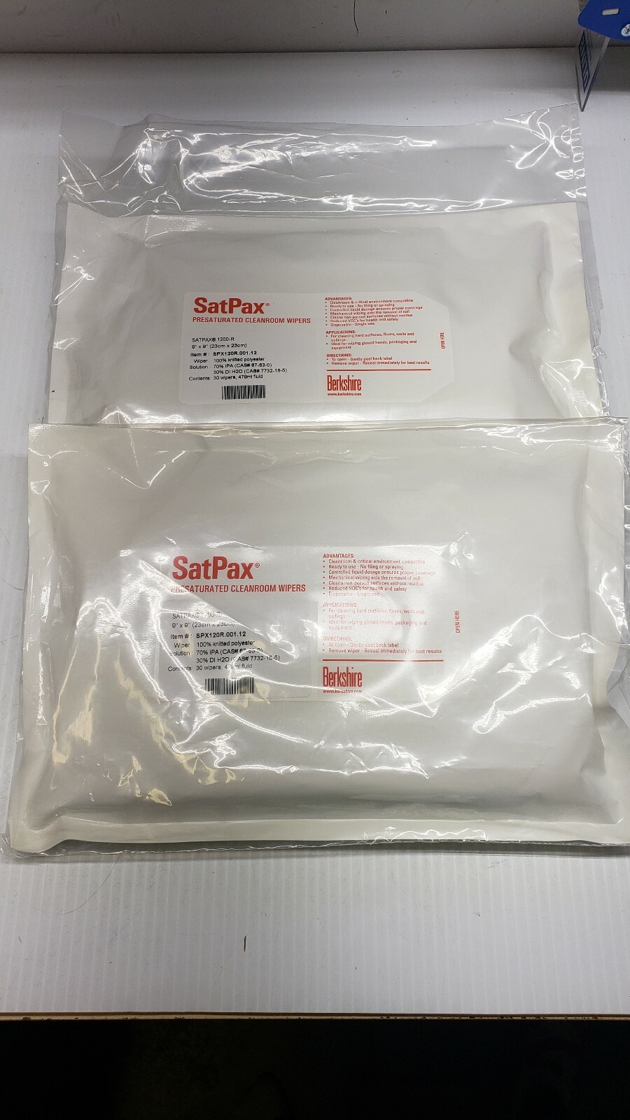 SatPax Presaturated Cleanroom Wipers 9X9 SPX12R.001.12.