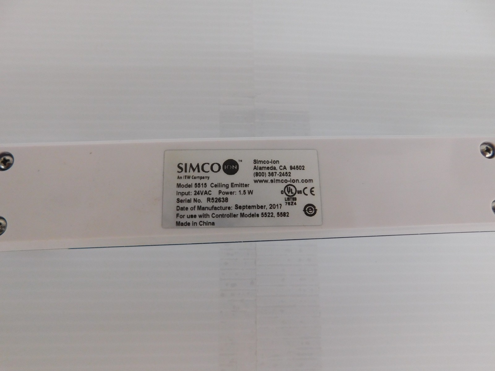 SIMCO-ION 5509e CEILING Static Eliminator – NEW? (AQX73)