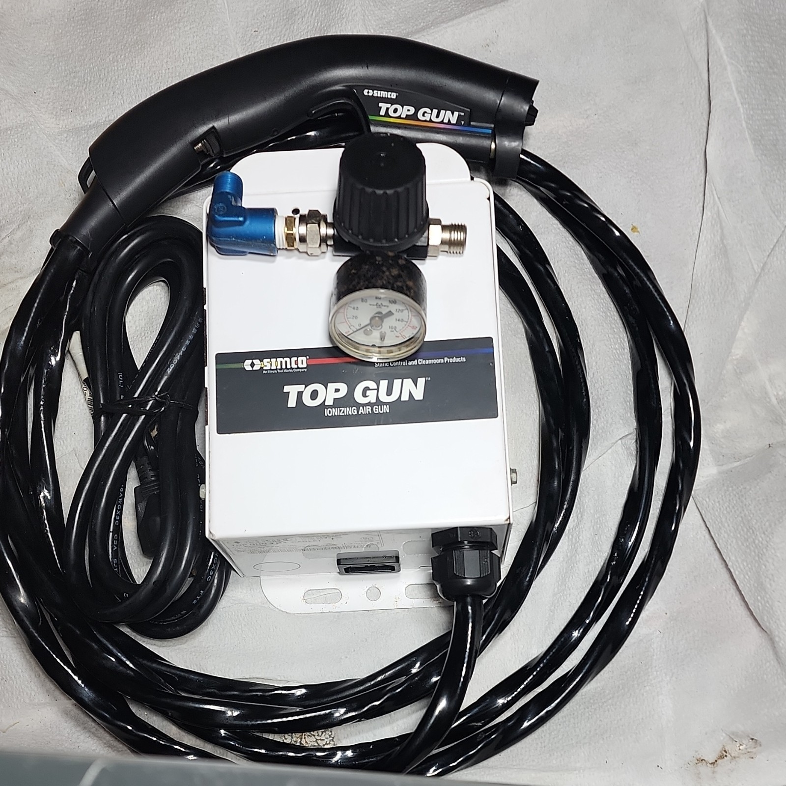 NOS SIMCO Top Gun 3 Ionizing Air Gun 4006599 14′ hose 120VAC max 100psi