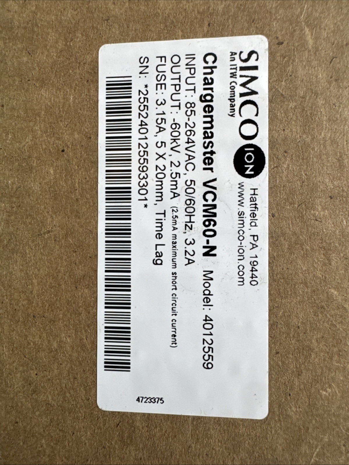 Simco Ion 4012559 Chargemaster VCM60-N