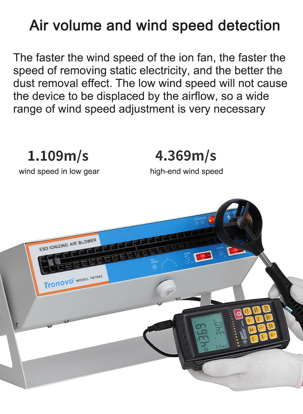 Anti-Static Ionizer Ionizing Air Blower 110V Desktop Ion Fan Static Eliminator