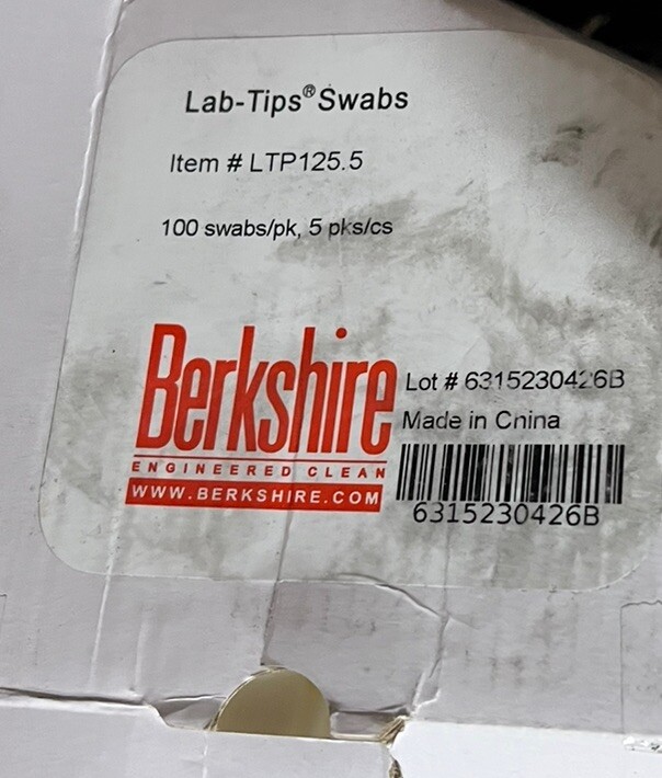 Berkshire Ltp125.5 Swab,125Mm,Poly,Rigid Tip,Pk100