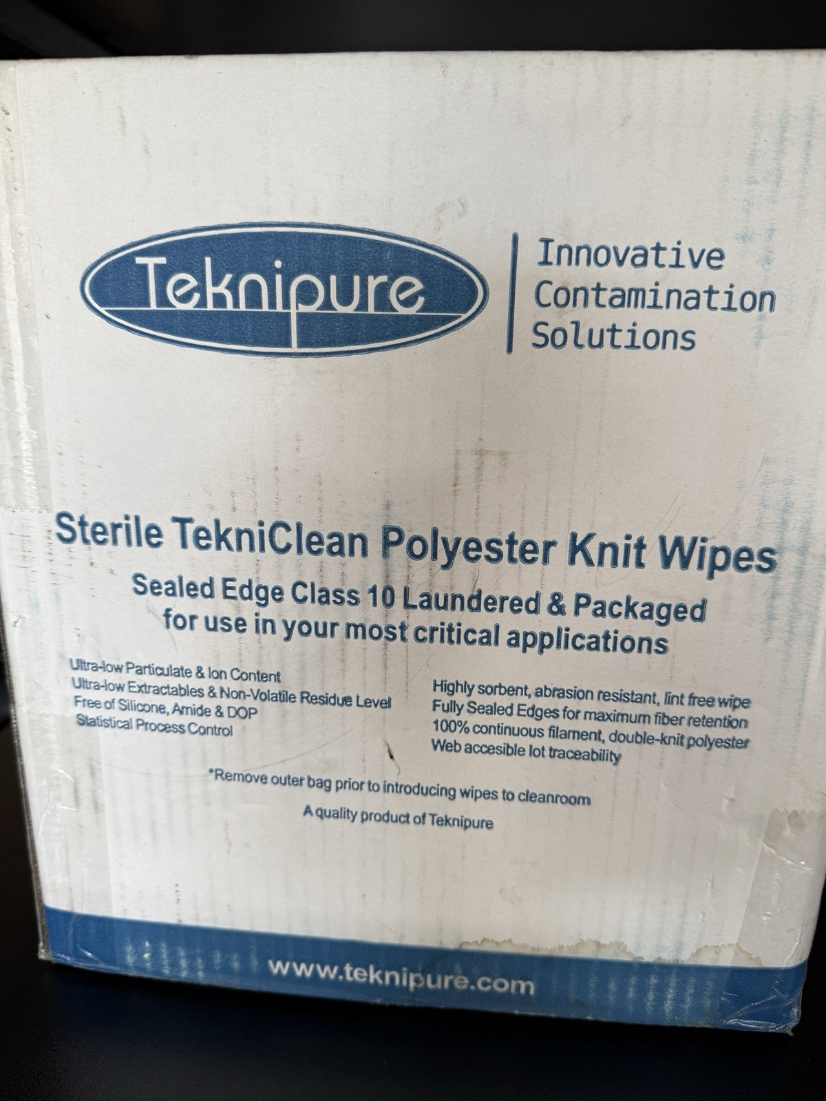 Teknipure Sterile 9″ x 9″ Microfiber Lint-Free Cleanroom Wipes 20 Pack Of 20 Qty