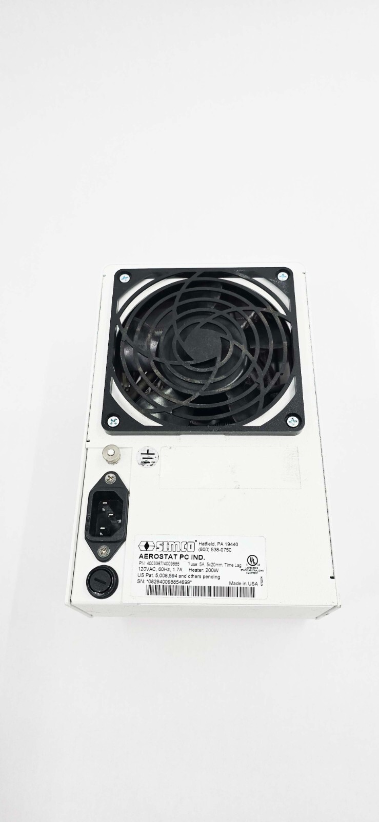 Simco -Ion Aerostat PC 4003367 Ionizing Air Blower 120VAC 60Hz 1.7-5A
