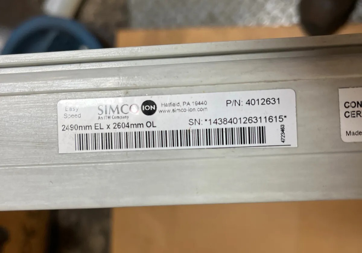 New Simco Easy Speed Static Bar 2490mm EL X 2604mm OL P/N 4012631