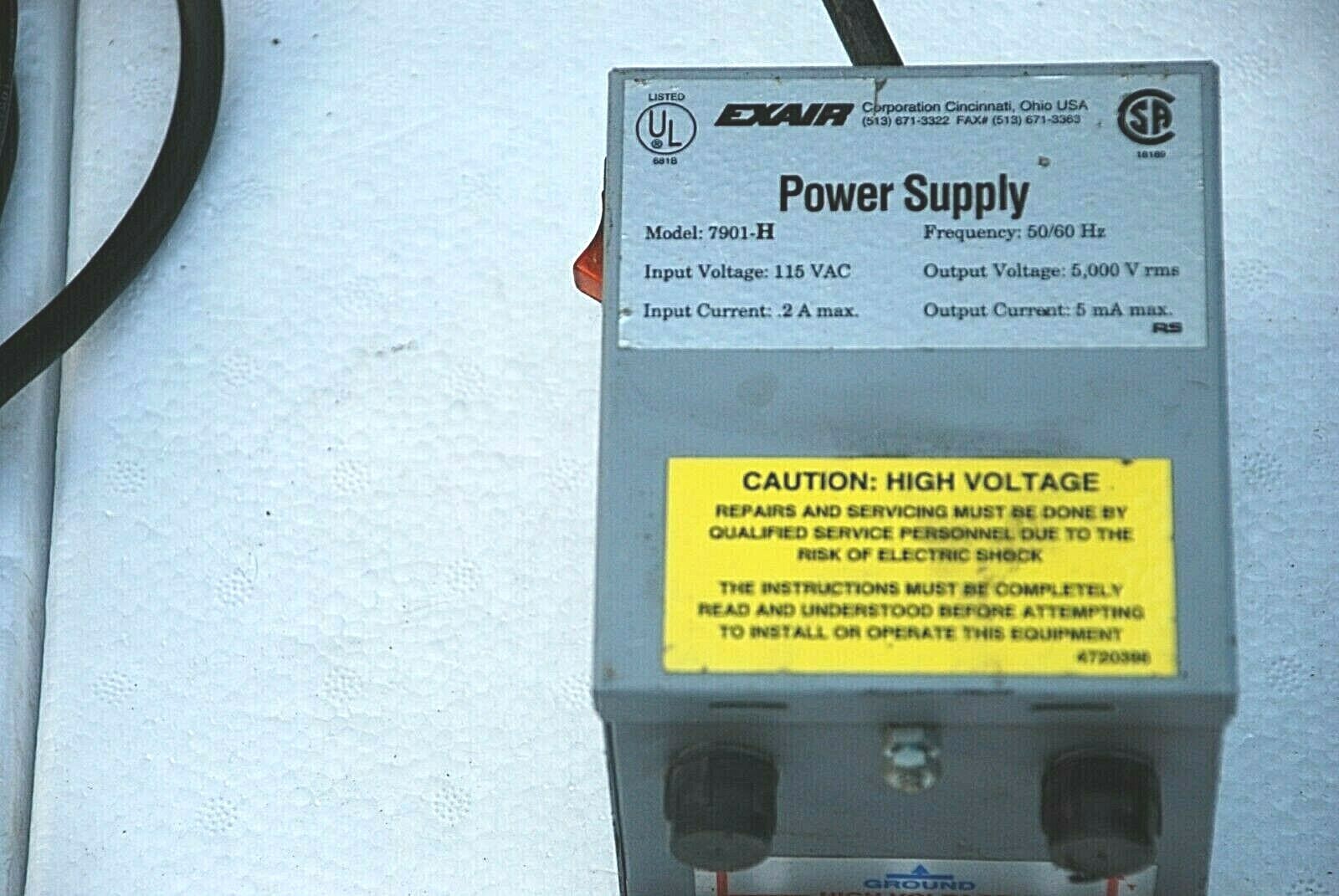 Exair 7901-H Power Supply Transformer for Ionizing Bar Ion Knife 5000Vrms @ 5mA