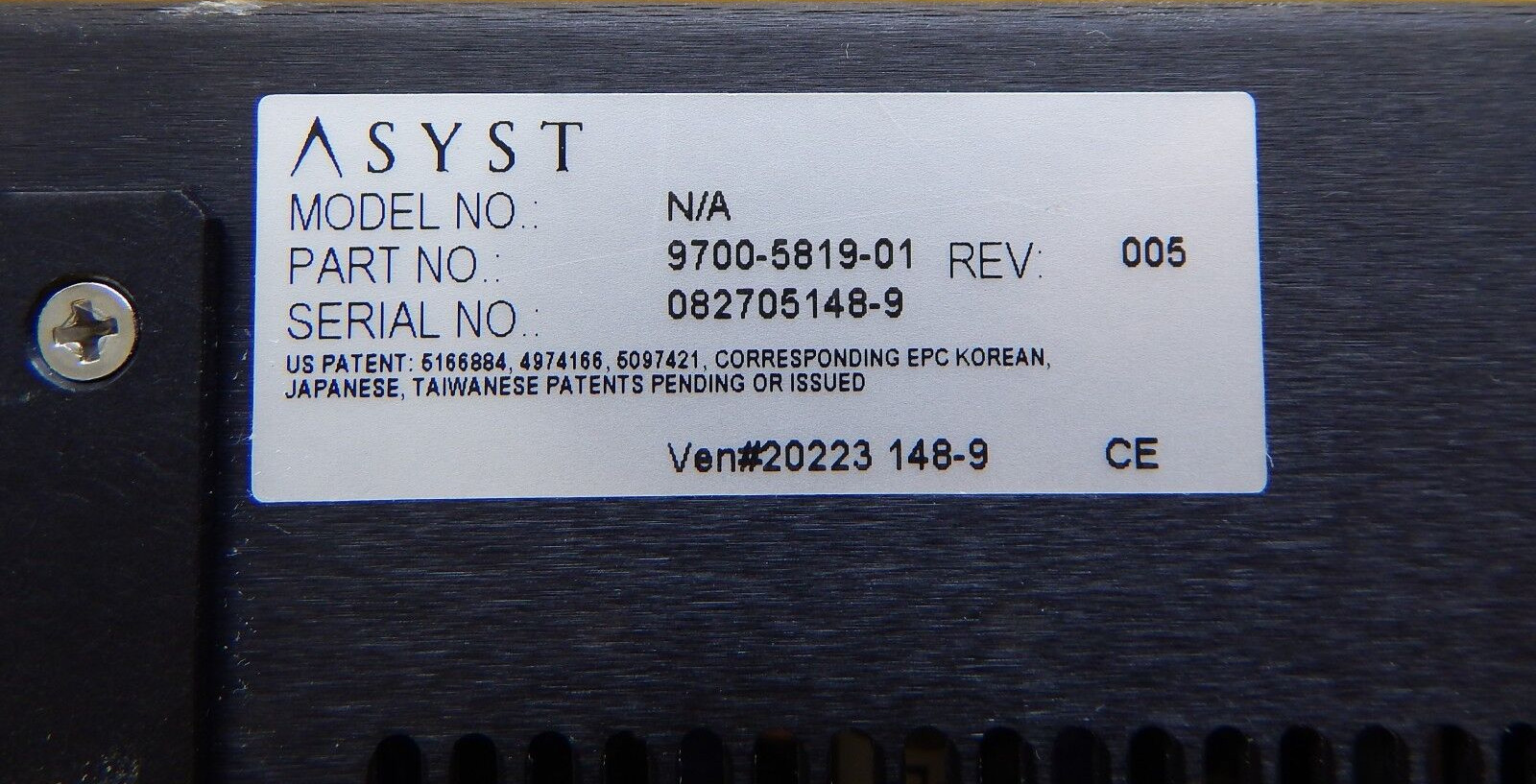 Asyst Technologies 9700-5819-01 FFU Fan Filter Unit Controller New Surplus