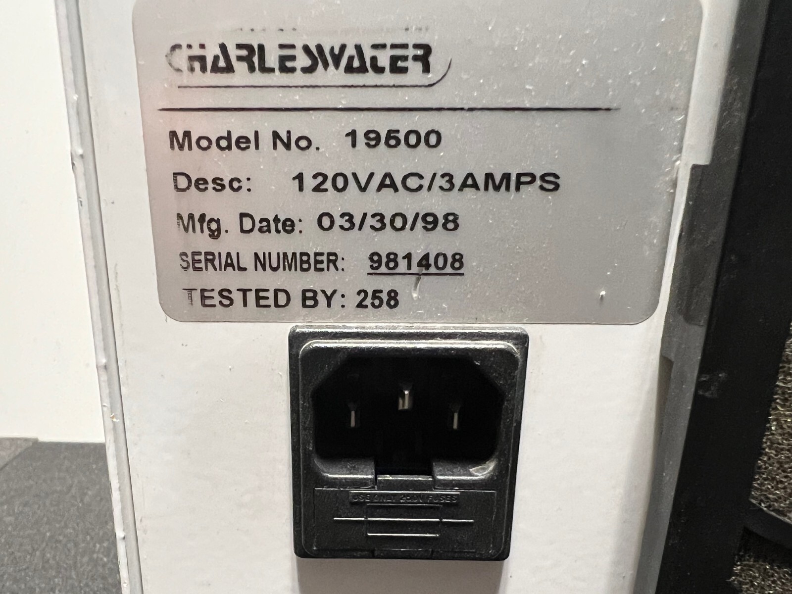 Charles Water 19500 High Output Benchtop Ionizer / Blower, Fully Tested Good!!