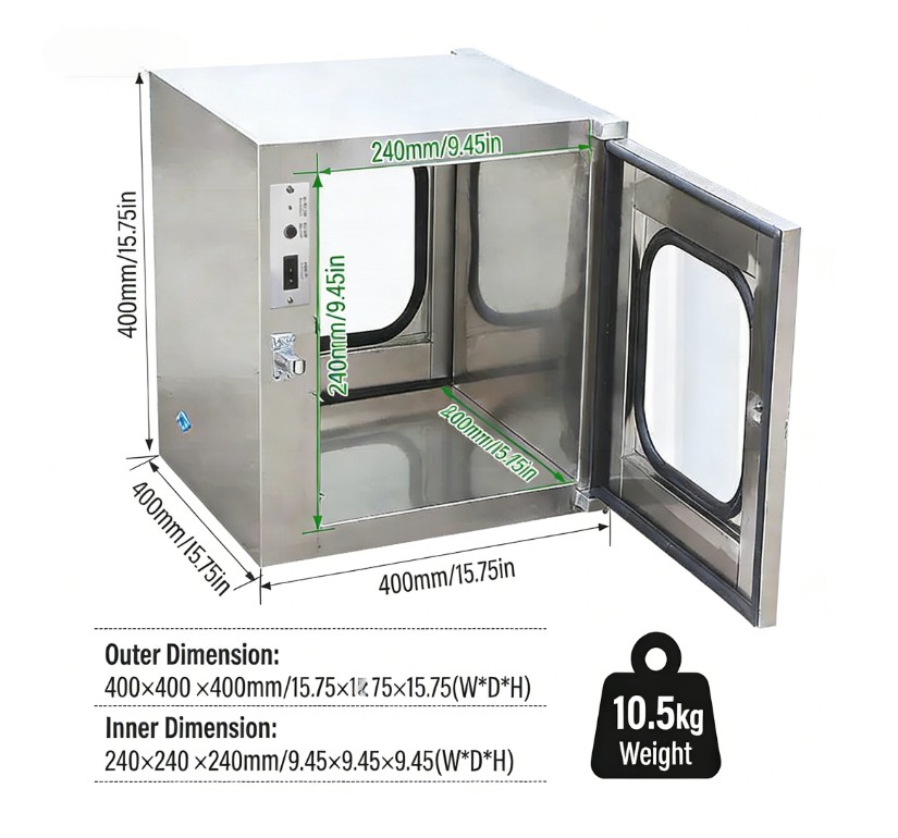 Stainless Cleanroom Tech Pass Through Cleanroom Equipment Electronic Interlock