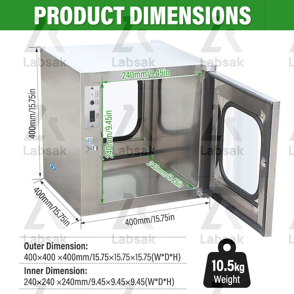 304 Stainless Steel Laboratory Sterilization Box Electronic Interlock Window