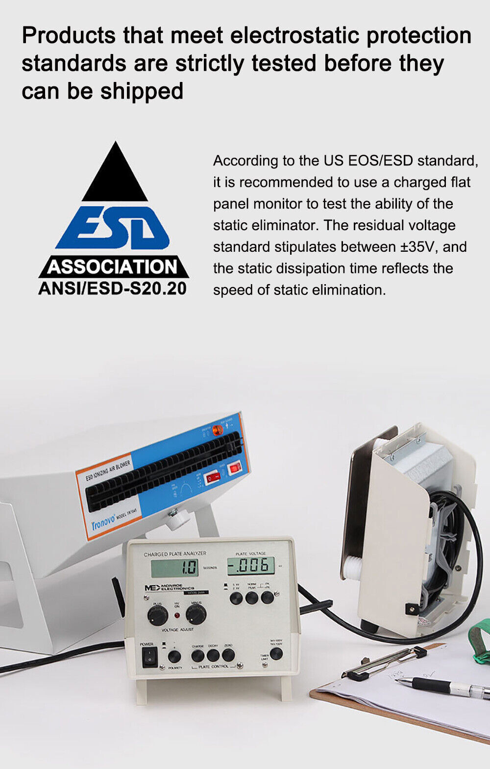 Anti-Static Ionizer Ionizing Air Blower Ion Fan Discharge Static Eliminator 110V