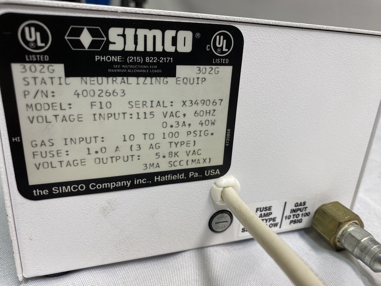SIMCO Top Gun F10 Static Neutralizing Blow Off Gun Air tool ESD 10′ Hose 4002663