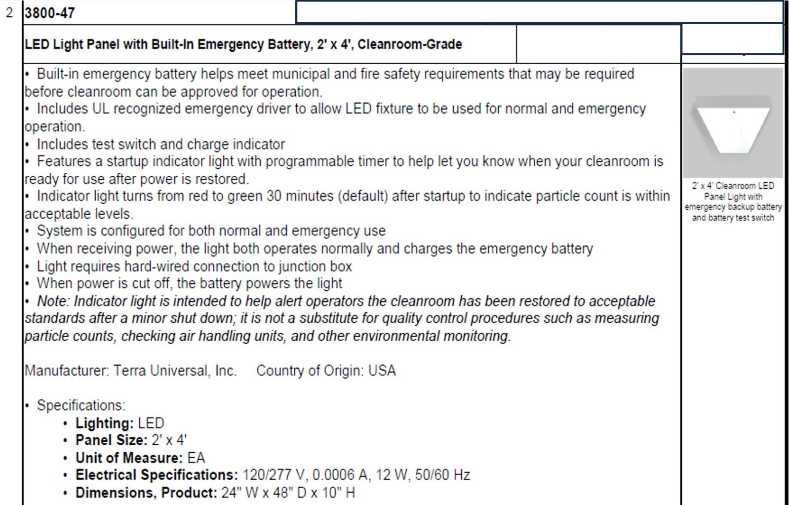 Terra Universal, ISO 7 / Class 10,000 Cleanroom; Softwalled, 12’W” x 8’D” x 8’H