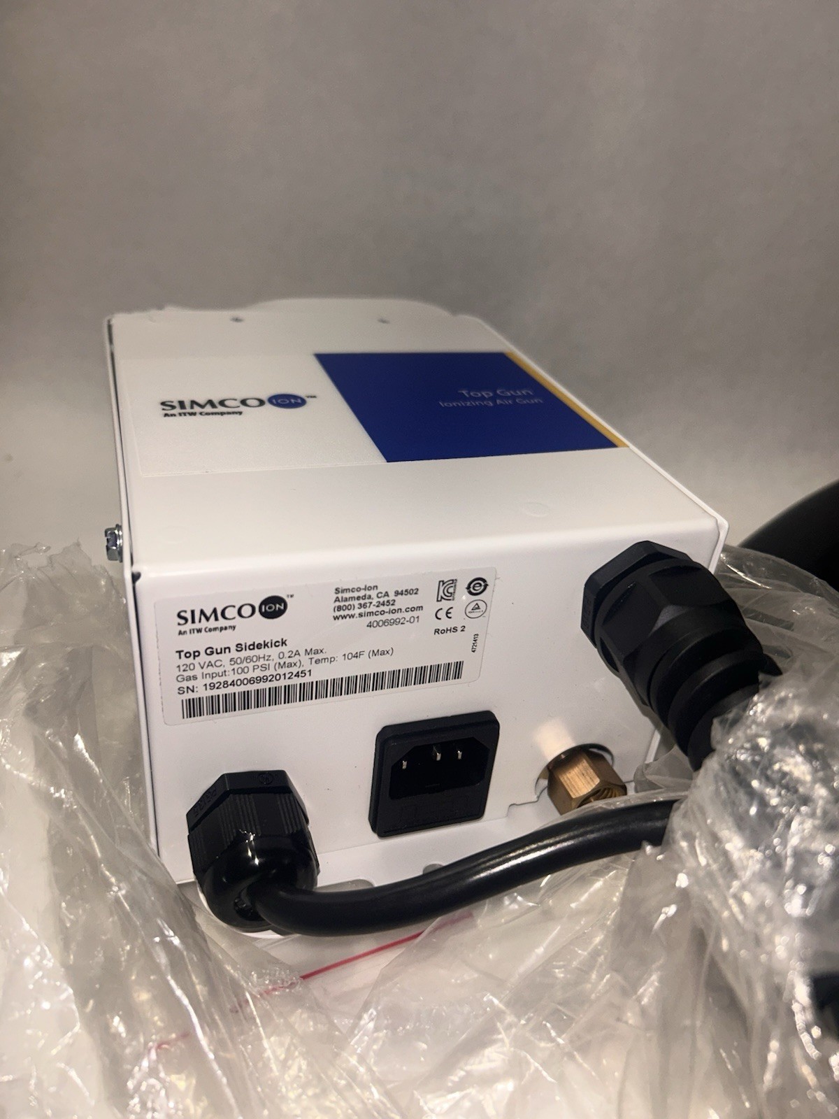 Simco-Ion Top Gun 3 Low Balance Ionizing Air Gun with Sidekick, 120V 4006992-01