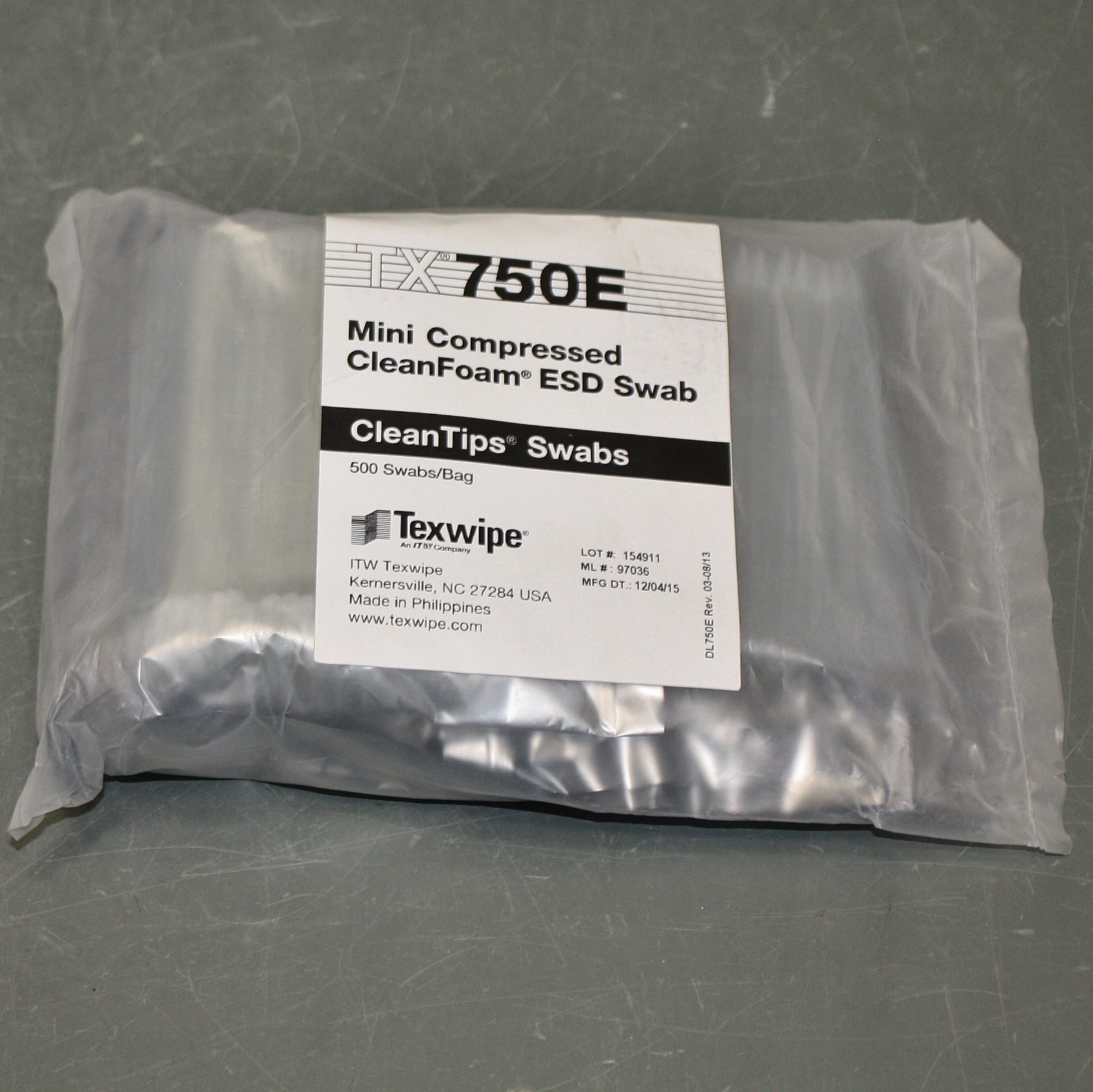(4,000) Texwipe 4″ Cleanroom Foam Swabs TX750E, Non-Sterile, ESD Safe, CleanTips