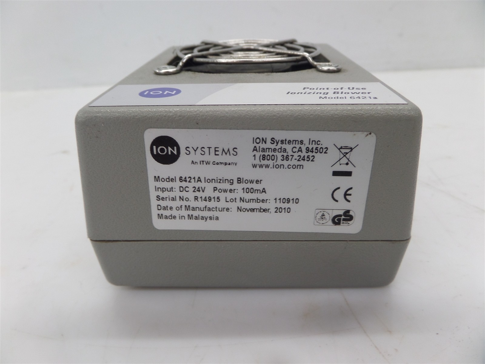 Ion Systems 6421A Ionizing Blower 24VDC 100mA