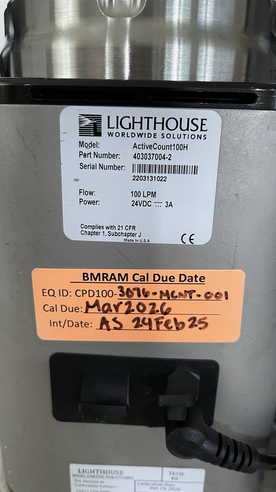 Lighthouse ActiveCount 100H Microbial Air Sampler with Case Power On Tested