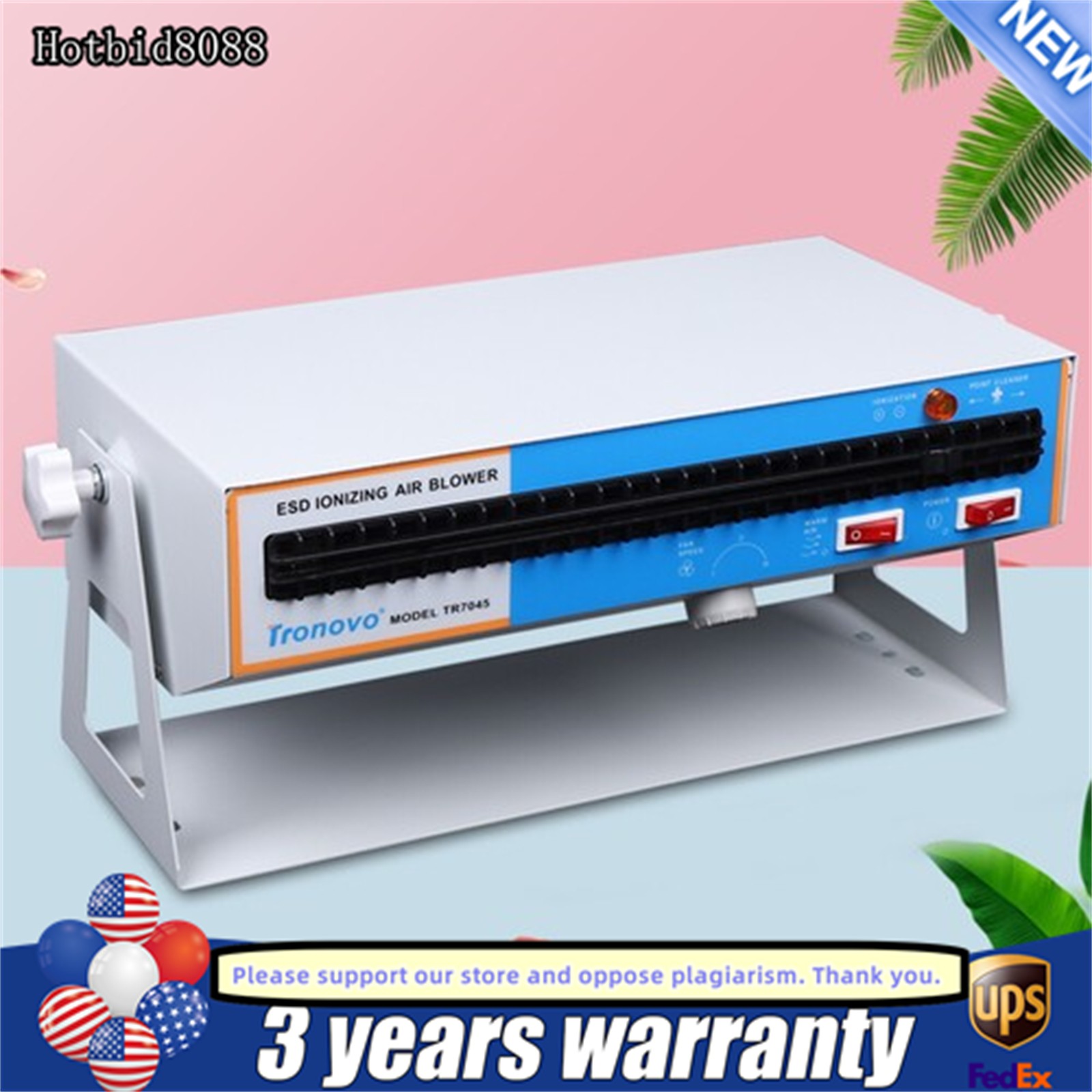 Anti-Static Ionizer Ionizing Air Blower Ion Fan Discharge Static Eliminator 110V