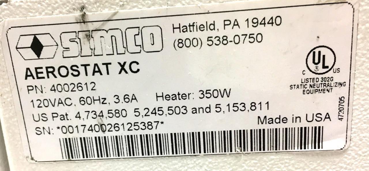 SIMCO AEROSTAT XC IONIZING AIR BLOWER 350 WATTS – SOLD AS IS
