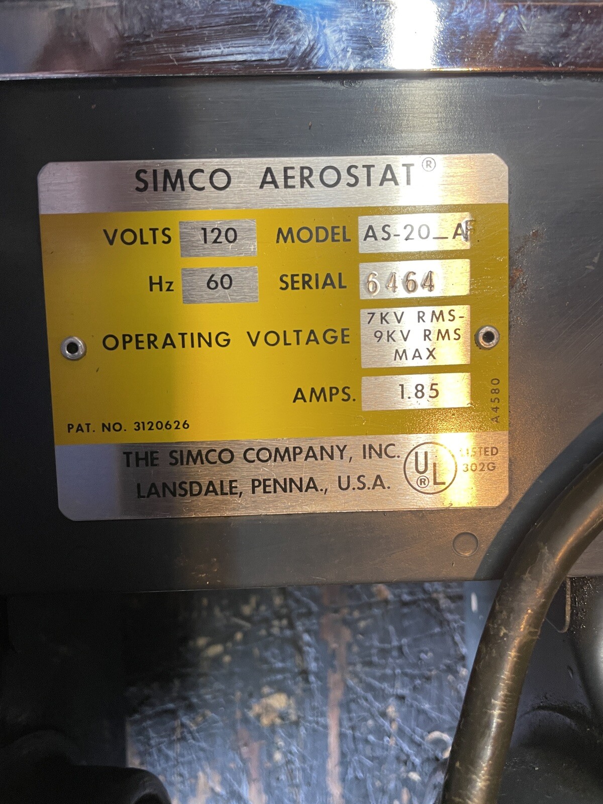 Simco Aerostat AS-20A Ionizer Blower Only Tested Working