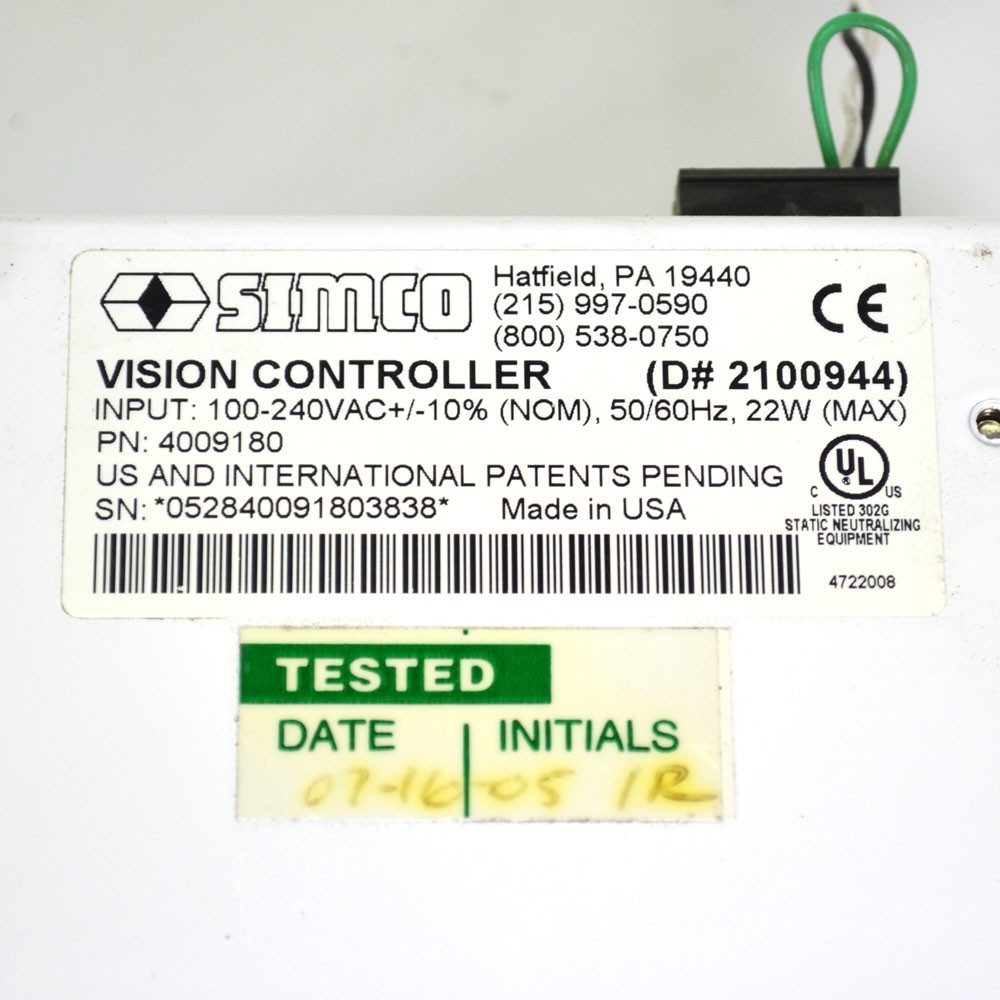 Simco 4009180 White 100-240VAC 50/60Hz 22W Vision Controller Ionizer