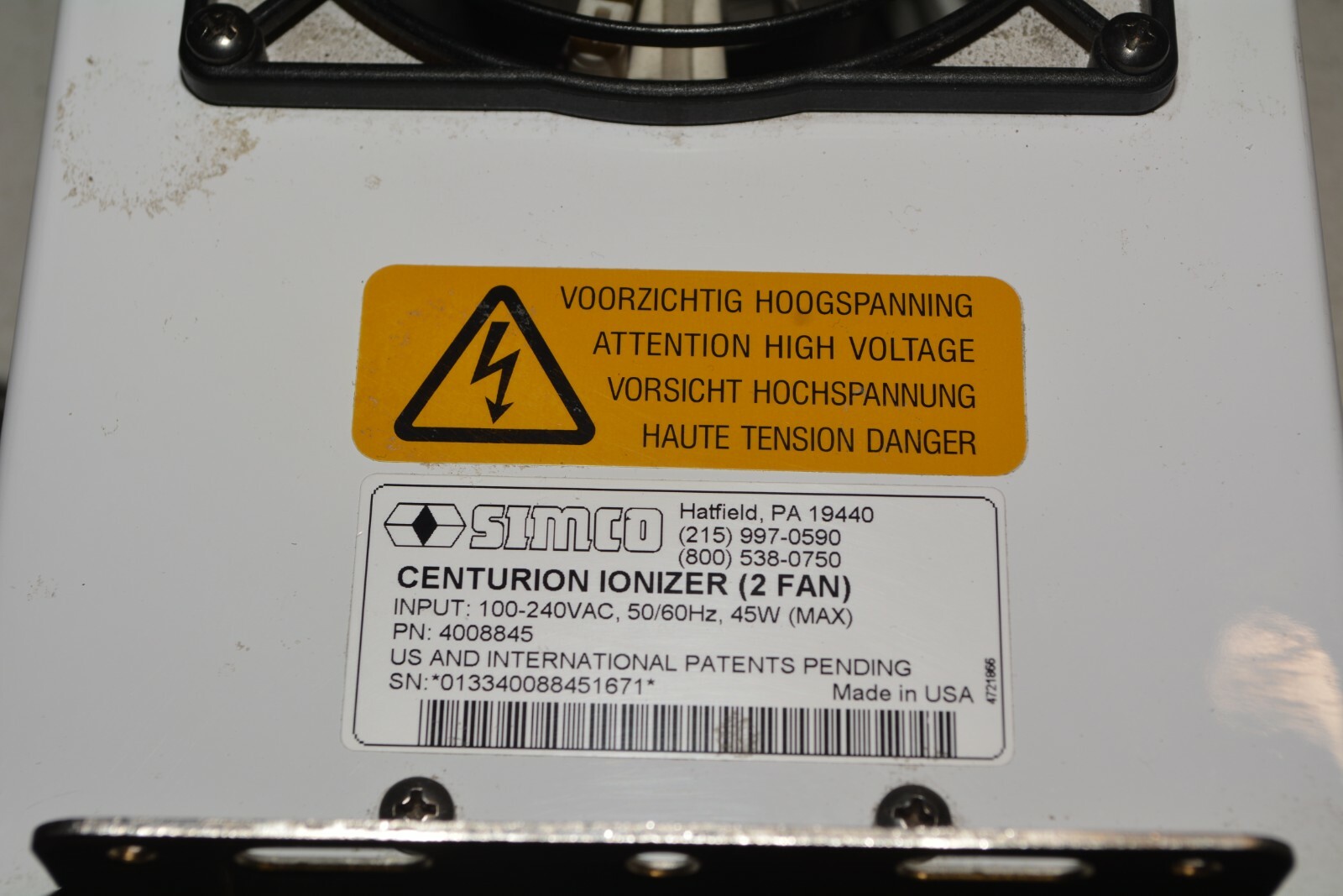 Simco Centurion Ionizer (2 Fan) PN: 4008845