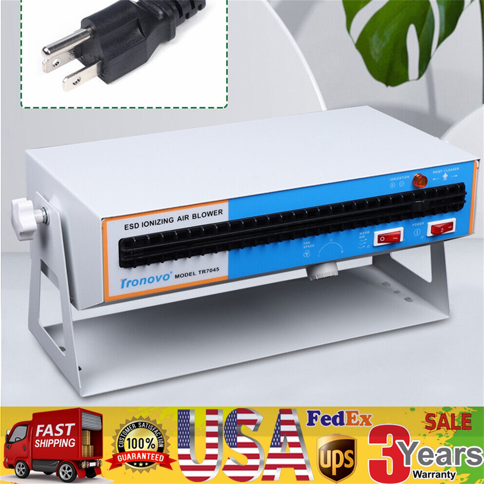 Anti-Static Ionizer Ionizing Air Blower Ion Fan Discharge Static Eliminator 110V