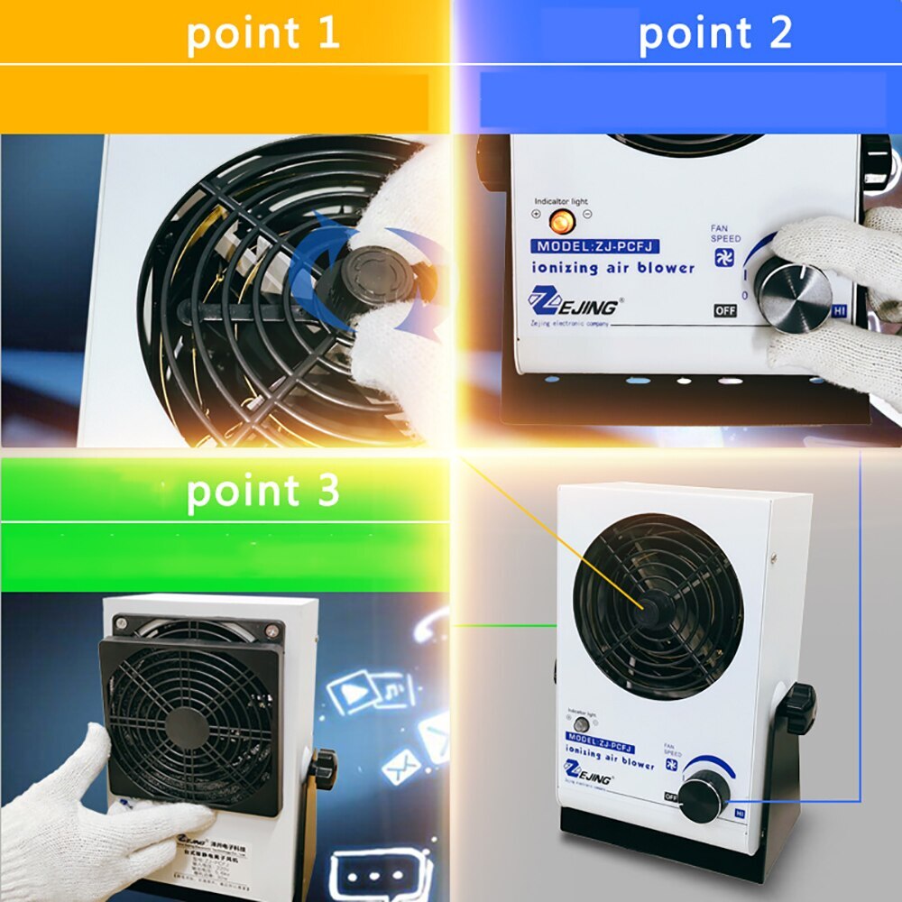 Desktop Anti-Static Ion Fan Industrial Static Eliminator Ionzing Air Blower
