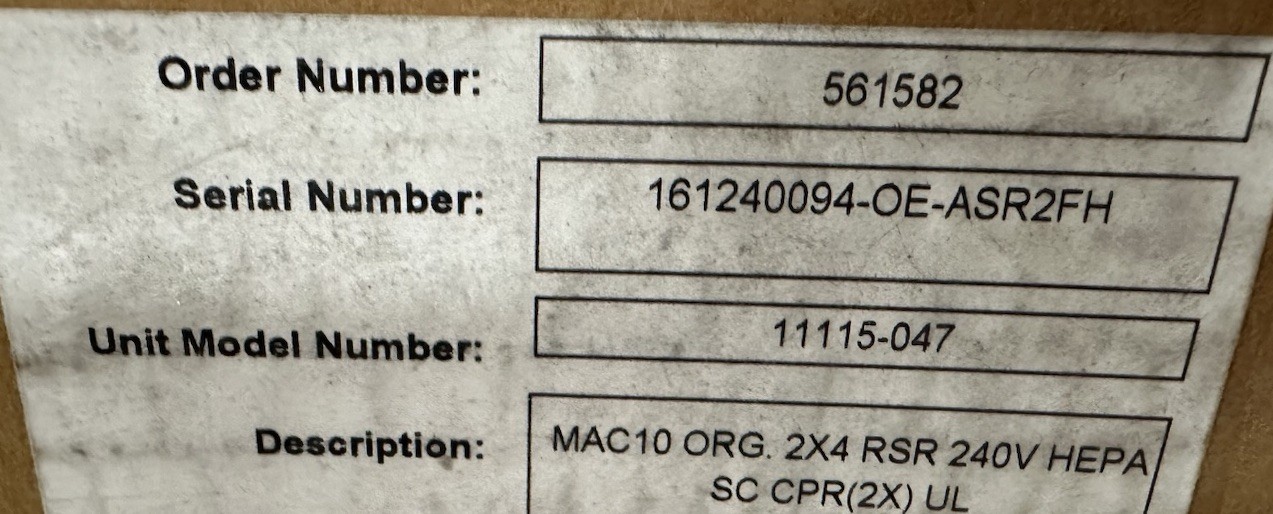 Envirco Mac 10 Air Filter Assembly, 11115-047, 69601-001H, NEW, Ships Freight