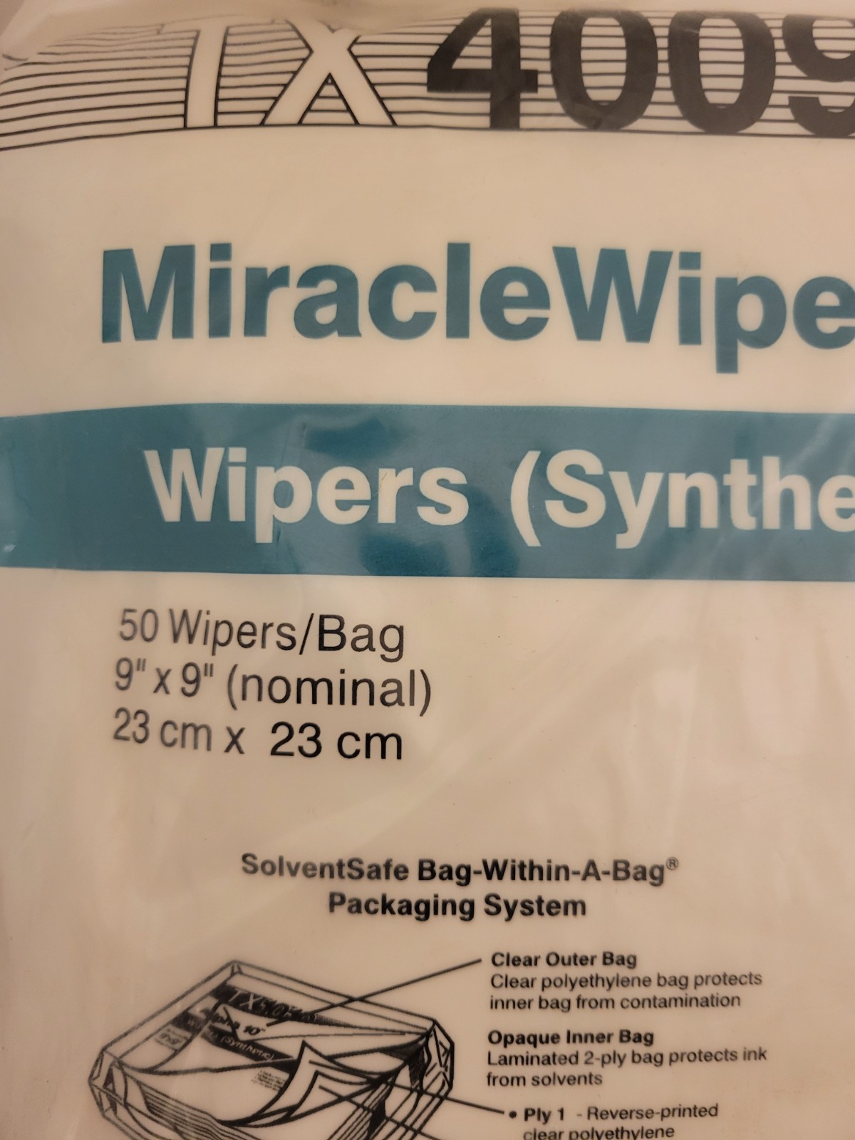 NEW Texwipe TX4009 MericleWipe Wipers Synthetic 9″X9″ – 3 Pks. (150 Total)