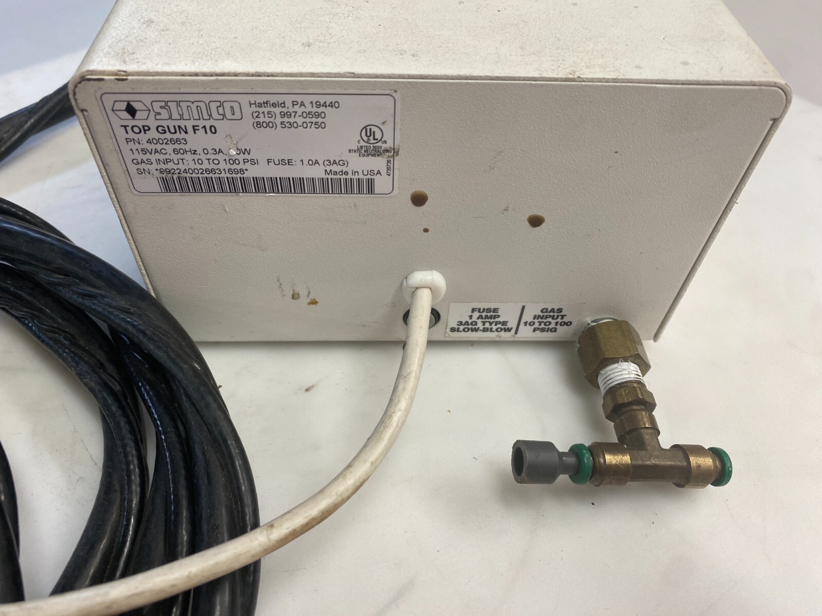 SIMCO Top Gun F10 Static Neutralizing Blow Off Gun Air tool ESD 10′ Hose 4002663