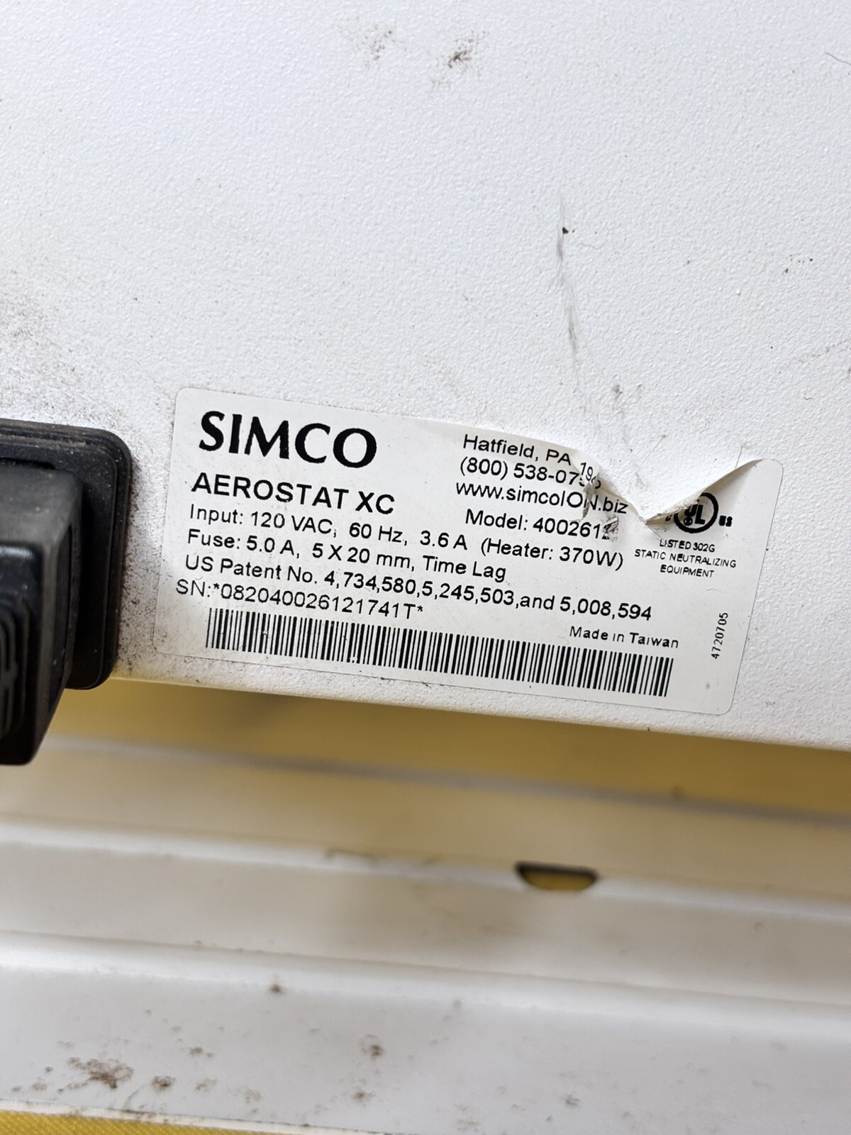 Ionizer Blower Simco Aerostat XC 4002612 + Adjustable Fan Speed & Heat