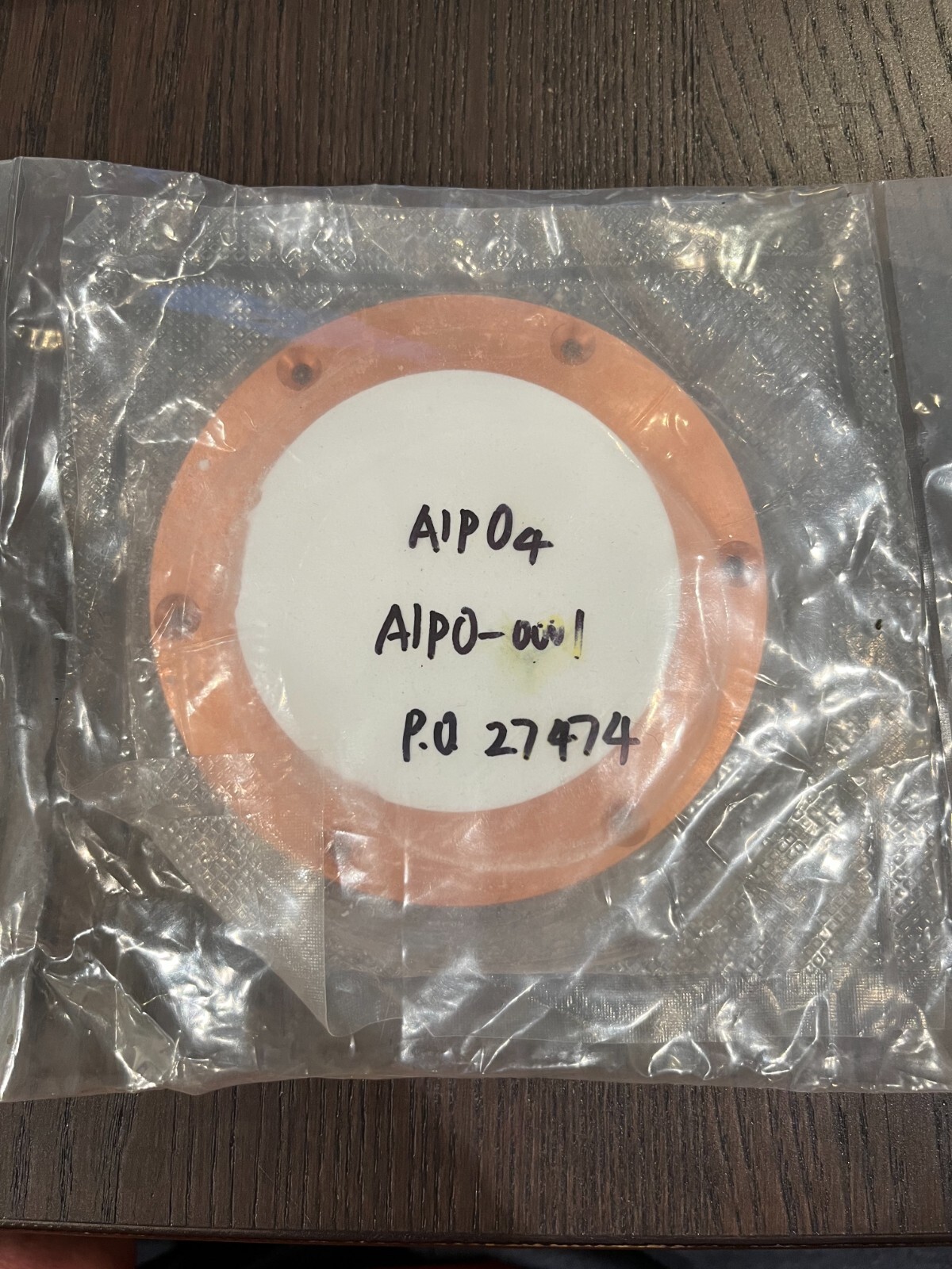 Sputtering Target, AlPO4 approx 3″ x 0.25″ bonded to 4″ copper backing plate