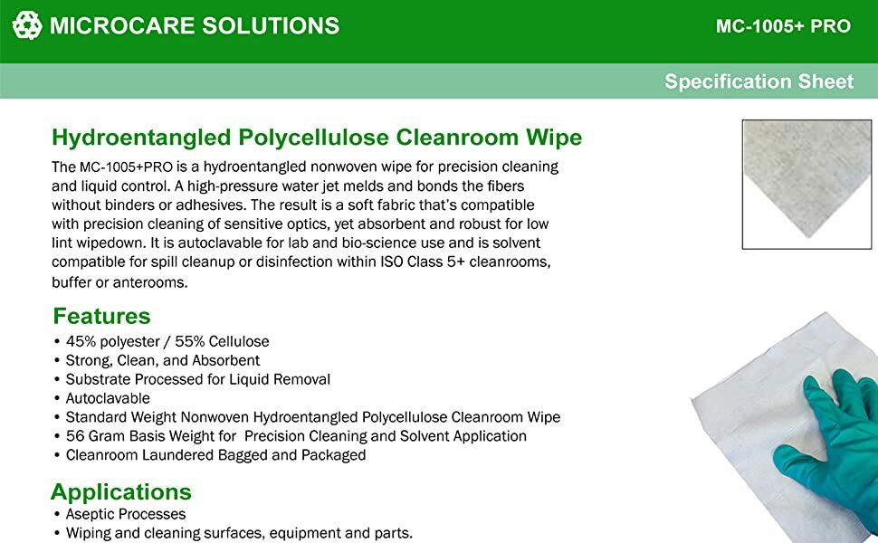 Microcare Lint Free Cleanroom Wipes (Wipers) 9 x 9″ (Pack of 300)